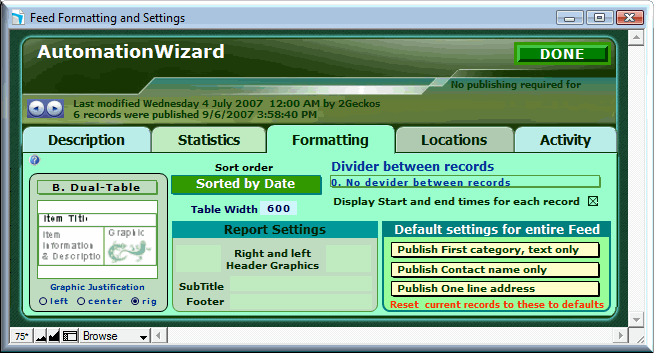 WebWizDirect formatting